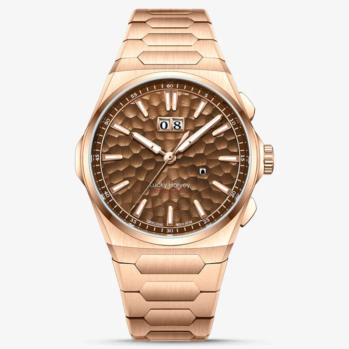 Hammered Texture Series Amber Brown Watch