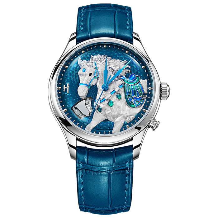 Craftsmanship Blue Titanium Chiming Horse Limited Edition Automatic Watch